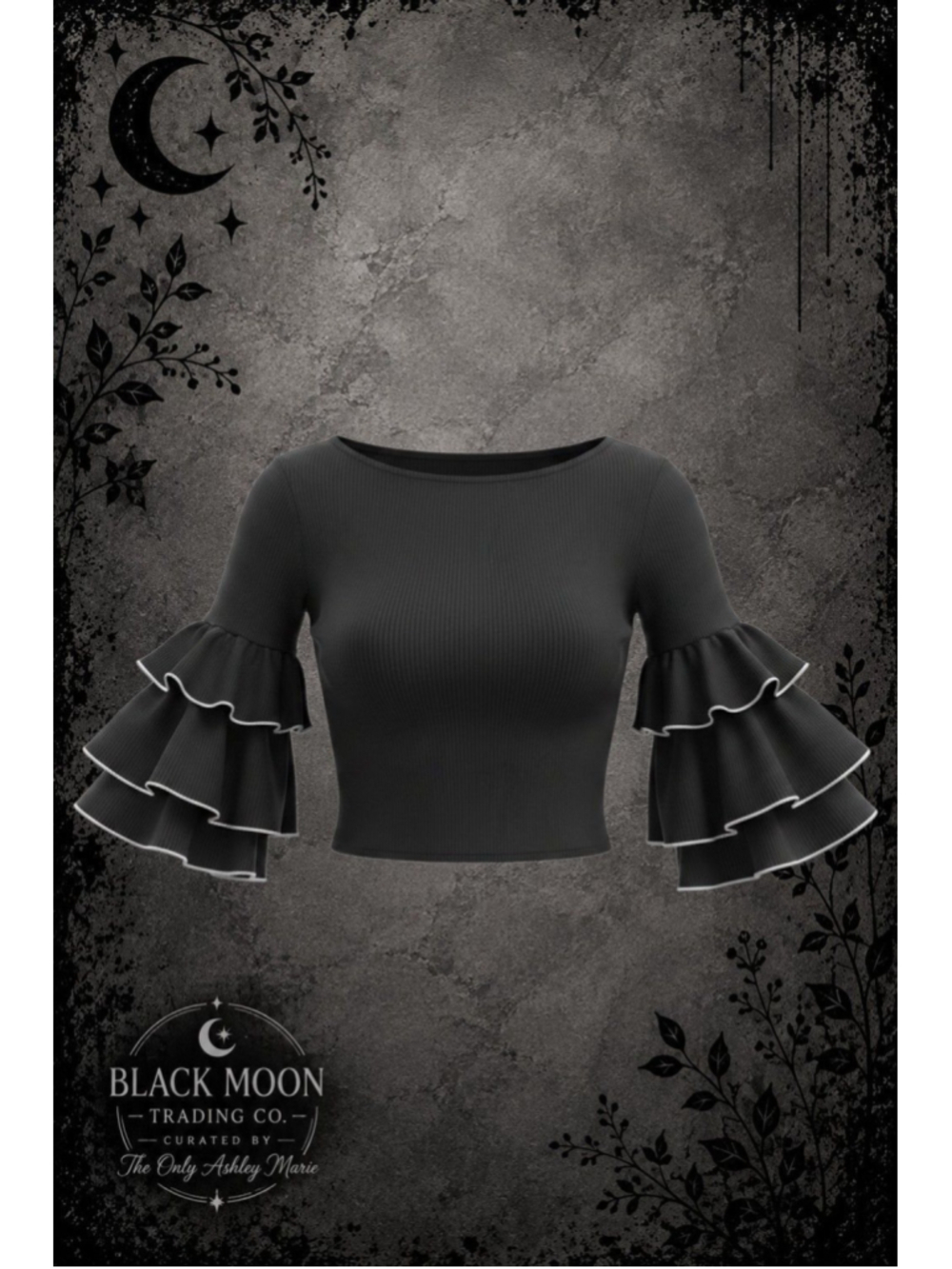 Daisies Black Ruffle Bell Sleeve Top